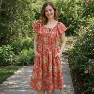 Chaps 100% Cotton Floral Dress